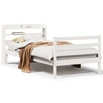 vidaXL Cadre de lit et tête de lit blanc 100x200 cm bois de pin massif