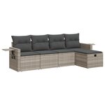 vidaXL Salon de jardin 5 Pièces avec coussins gris clair résine tressée