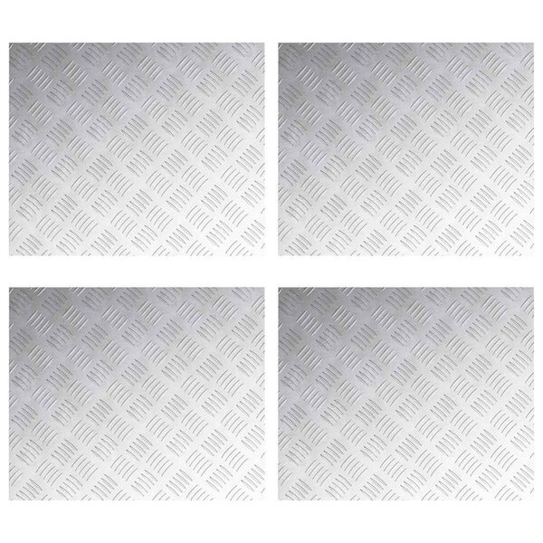 vidaXL Plaques à damier 4 Pièces Argent 60 x 50 cm Aluminium