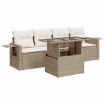 vidaXL Salon de jardin avec coussins 5 Pièces beige résine tressée