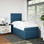 vidaXL Sommier à lattes de lit avec matelas bleu 90x190 cm velours