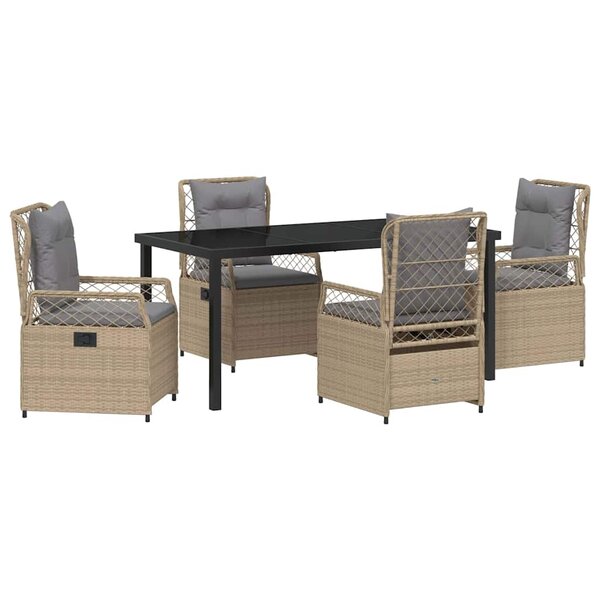 vidaXL Ensemble de salle à manger pour jardin 5 Pièces Beige polyrotin