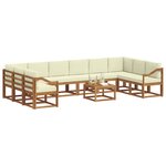 vidaXL Ensemble de canapés d'extérieur 11 Pièces Naturel et Crème