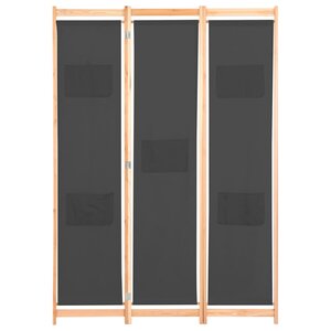 vidaXL Cloison de séparation 3 panneaux Gris 120x170x4 cm Tissu
