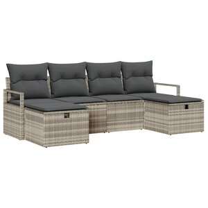 vidaXL Ensemble de Canapés avec coussin 6 Pièces Gris clair polyrotin
