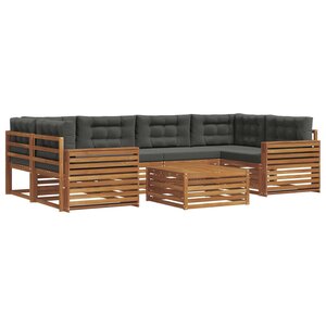vidaXL Ensemble de canapés d'extérieur 7 pc Naturel et Anthracite