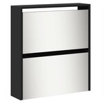vidaXL Armoire à chaussures avec miroir 5 niveaux noir 63x17x169 5 cm