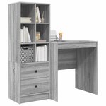 vidaXL Bureau avec tiroir avec étagère avec stockage 2 Pièces Gris Sonoma