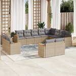 vidaXL Salon de jardin et coussins 12 Pièces mélange beige résine tressée