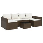 vidaXL Salon de jardin 2 Pièces avec coussins Marron Résine tressée