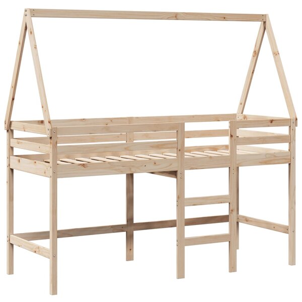 vidaXL Lit superposé et échelle et toit 90x200 cm bois de pin massif
