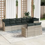 vidaXL Salon de jardin 8 Pièces avec coussins gris clair résine tressée