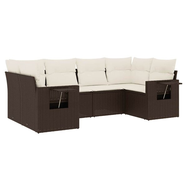 vidaXL Salon de jardin avec coussins 6 Pièces marron résine tressée