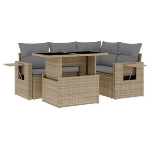 vidaXL Salon de jardin avec coussins 5 Pièces beige résine tressée