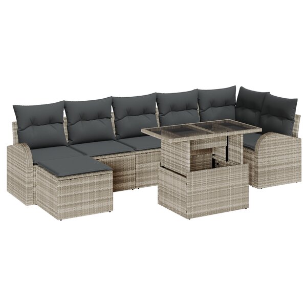 vidaXL Ensemble de 8 Canapés de Jardin avec Coussins Gris Clair en Rattan