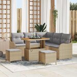 vidaXL Ensemble de canapé de jardin 8 Pièces Beige et Gris clair