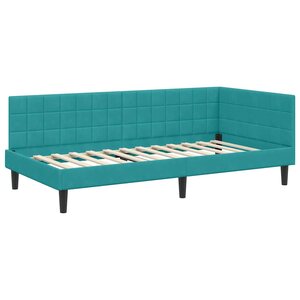 vidaXL Cadre de lit d'angle Turquoise 90 cm x 190 cm tissu