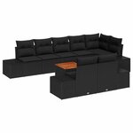 vidaXL Ensemble de canapé de jardin avec stockage 9 Pièces Noir