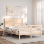 vidaXL Cadre de lit avec tête de lit 140x200 cm bois massif