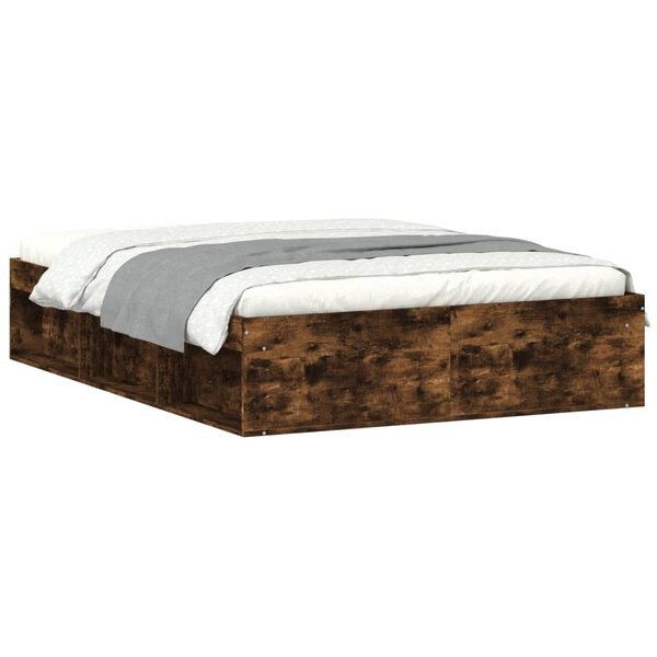 vidaXL Cadre de lit chêne fumé 135x190 cm double