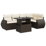 vidaXL Salon de jardin avec coussins 6 Pièces marron résine tressée