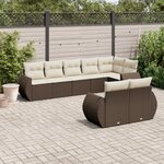 vidaXL Salon de jardin 8 Pièces avec coussins marron résine tressée