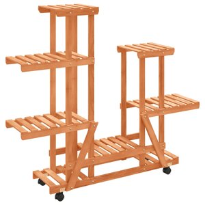 vidaXL Support à fleurs avec roues 95x25x101 cm bois massif de sapin