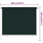 vidaXL Store roulant d'extérieur 180x140 cm Vert foncé PEHD