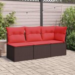 vidaXL Chaise de jardin sans accoudoirs avec coussins en résine tressée marron