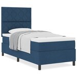 vidaXL Lit à ressorts avec matelas Bleu 90 x 190 cm tissu