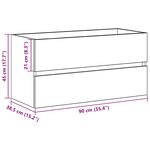 vidaXL Meuble de Lavabo de Salle de Bain Chêne noir 90 x 38 5 x 45 cm