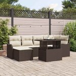 vidaXL Ensemble de canapé de jardin 7 Pièces Marron Poly rotin