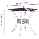vidaXL Table de jardin vert Ø90x75 cm aluminium coulé
