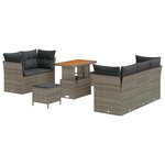 vidaXL Ensemble de canapé de jardin 8 Pièces Gris polyrotin
