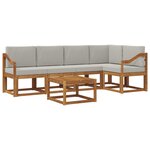 vidaXL Ensemble de canapés d'extérieur 6 Pièces Gris Naturel et Clair