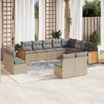 vidaXL Salon de jardin avec coussins 12 Pièces beige résine tressée