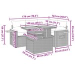 vidaXL Salon de jardin 5 Pièces avec coussins noir résine tressée acacia