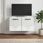 vidaXL Meuble TV mural Blanc 59 5 x 41 x 30 cm Bois d'ingénierie