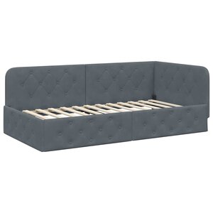 vidaXL Cadre de lit d'angle Gris foncé 100 x 200 cm Velours