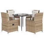 vidaXL Ensemble à manger de jardin avec coussins 5Pièces Beige poly rotin