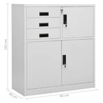 Armoire de bureau rangement avec étagère réglable 90 x 40 x 102 cm en acier gris clair 02_0046904