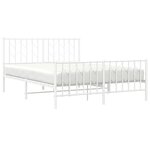 vidaXL Cadre de lit métal sans matelas et pied de lit blanc 140x190 cm