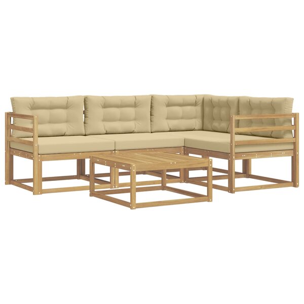 vidaXL Ensemble de canapés d'extérieur 5 pc Blanc et Beige Polyester
