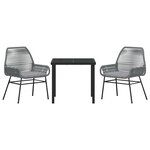 vidaXL Ensemble de salle à manger de jardin 3 pièces avec coussins Gris en poly rotin