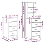 vidaXL Table de Toilette 3 Pièces Gris Sonoma Bois d'ingénierie
