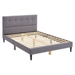 Lit rembourré 140x200 cm gris avec matelas