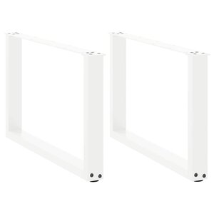 vidaXL Pieds de table basse en U  2 pièces  blanc  70 x (42-43) cm  acier