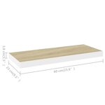 vidaXL Étagère murale flottante chêne et blanc 60x23 5x3 8 cm MDF