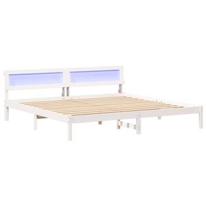 vidaXL Cadre de lit Blanc 200 x 200 cm Bois massif en pin