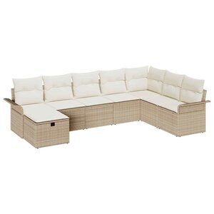vidaXL Ensemble de canapé de jardin 8 Pièces Beige et crème polyrotin